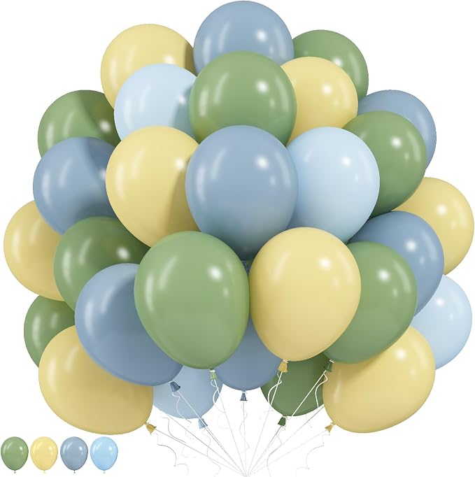 Sage Green Dusty Blue Yellow Balloon, 12 Inch Fog Slate Blue Balloons by Paeyeq
