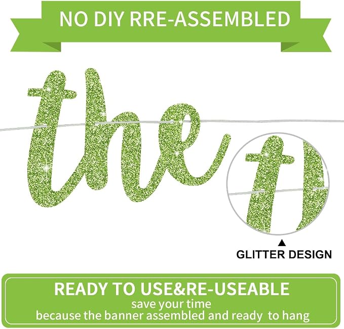 BEISHIDA Grass Green Pre-Strung The Beginning of A New Chapter Banner | Glitter - Image 3