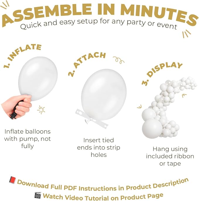 Vellax 146-Pc Metallic Gold Balloon Garland Arch Kit, Baby Shower DIY | 146-pc - Image 3