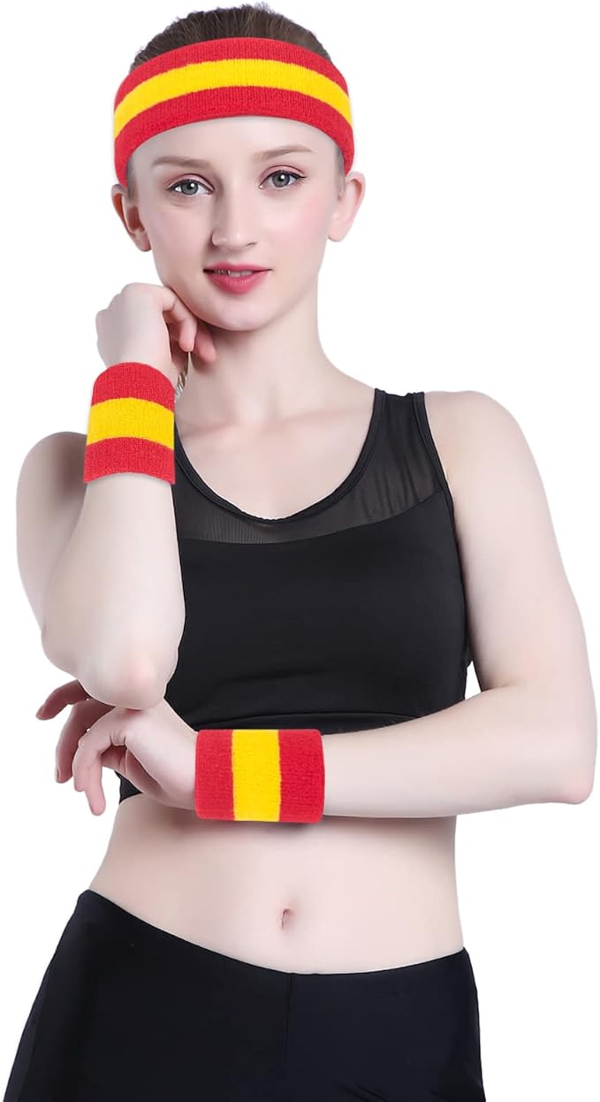 ONUPGO Sweatband Headbands for Men & Women -12PCS Sports Headbands Moisture Wicking Athletic Cotton Terry Cloth Headband for Tennis,Basketball,Football,Gym,Working Out