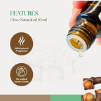 Roots & Above Pure Clove Essential Oil -Cold Pressed (1.01 Oz/30ml) or Diffuser, Candles, Soap Making, Perfume, Skin, Face, Hair, Self-Care, Massage