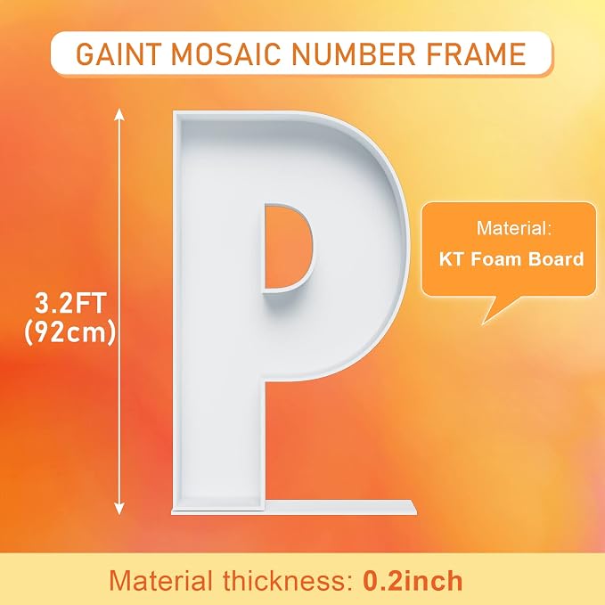 Marquee Letters 3FT Tall Mosaic Balloon Frame Pre-Cut Foam Board Letter P | - Image 2
