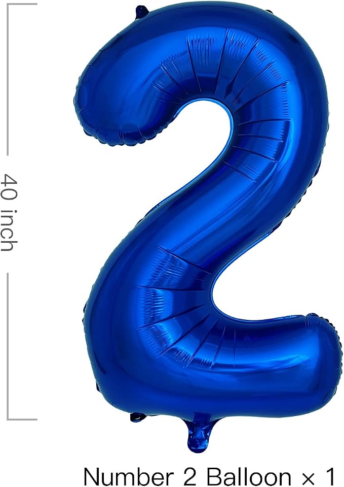 Navy Blue Number 2 Balloons 40 Inch Large Dark Blue Helium Foil Balloons - Image 2