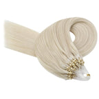 YoungSee Micro Bead Hair Extensions Real Human Hair Blonde 16 Inch Micro Link Hair Extensions Human Hair Platinum Blonde 50g Beaded Hair Extension Blond 50s Cold Fusion Hair Extension 50g for Girls