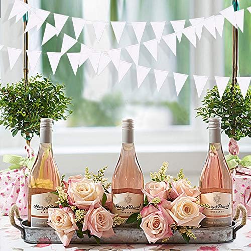 40 Ft White Party Decorations Triangle Pennant Banner Pearlescent Shimmer White - Image 4
