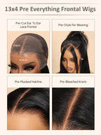 Julia Hair Body Wave Glueless 13x4 Lace Front Wigs Human Hair 12A Pre Cut Lace Frontal Wig Pre Bleached Bye Bye Knots Pre Everything Put on and Go 180% Density Fast Wear Wigs Natural Color 16 Inch