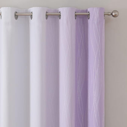 Lilac and Greyish White Blackout Curtains 45 Inch Length, Light Blocking - Image 4