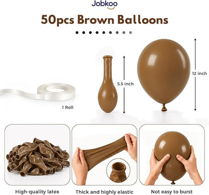 Jobkoo Brown Balloons 12 Inch, Light Brown Coffee Neutral Latex Balloon | Matte - Image 2