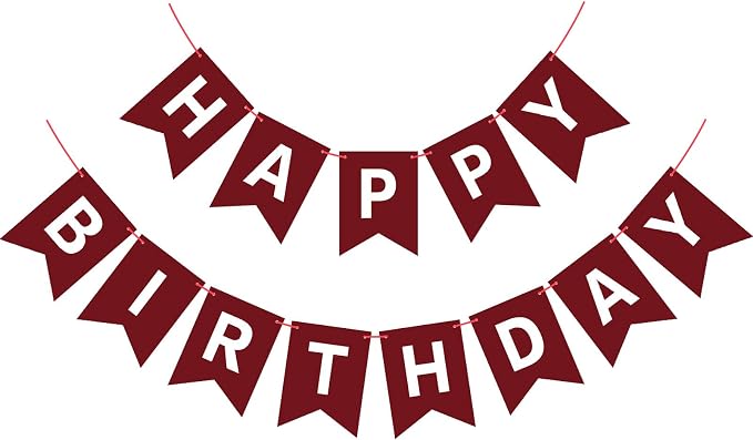 Hooqict Burgundy Happy Birthday Banner Sign by Hooqict