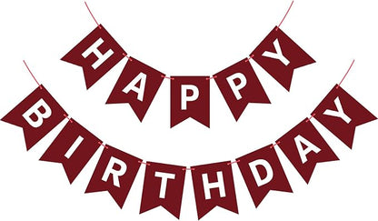 Hooqict Burgundy Happy Birthday Banner Sign by Hooqict