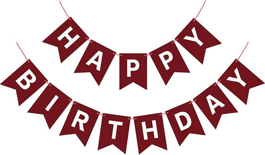 Hooqict Burgundy Happy Birthday Banner Sign by Hooqict