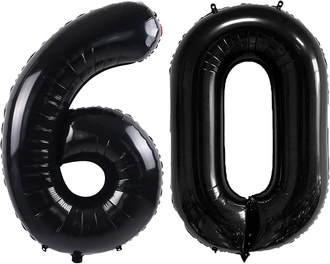 40 Inch Number Balloons 60 Black Big Giant Jumbo Number Foil Mylar Balloons - Image 3