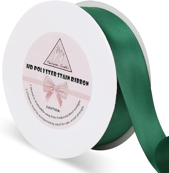 Forest Green Stain Ribbon for Gift Warping, 1.5inch 50 Yards Solid Polyester by HandymanCrafts