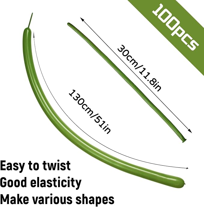 100Pcs Olive Green 260 Balloons, Thickening Latex Olive Green 260q Balloons - Image 2