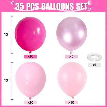 HILAVO Pink Mixed Balloons Set, 12 Inch Hot Pink Pastel Light Baby Pink - Image 2