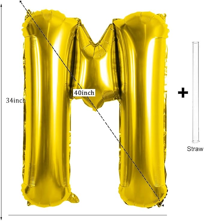 Gold Letter Balloons 40 Inch Large Letter M Balloon Aluminum | Foil Mylar Big - Image 2