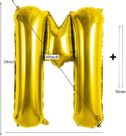 Gold Letter Balloons 40 Inch Large Letter M Balloon Aluminum | Foil Mylar Big - Image 2