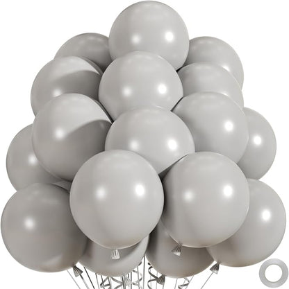 50pcs Gray Balloons, 12inch Matte Grey Balloons by ZizasAry