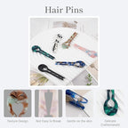 6PCS Small Hair Pins, Light Pattern French Hair Sticks for Fine Hair, Prestige Hair Accessories