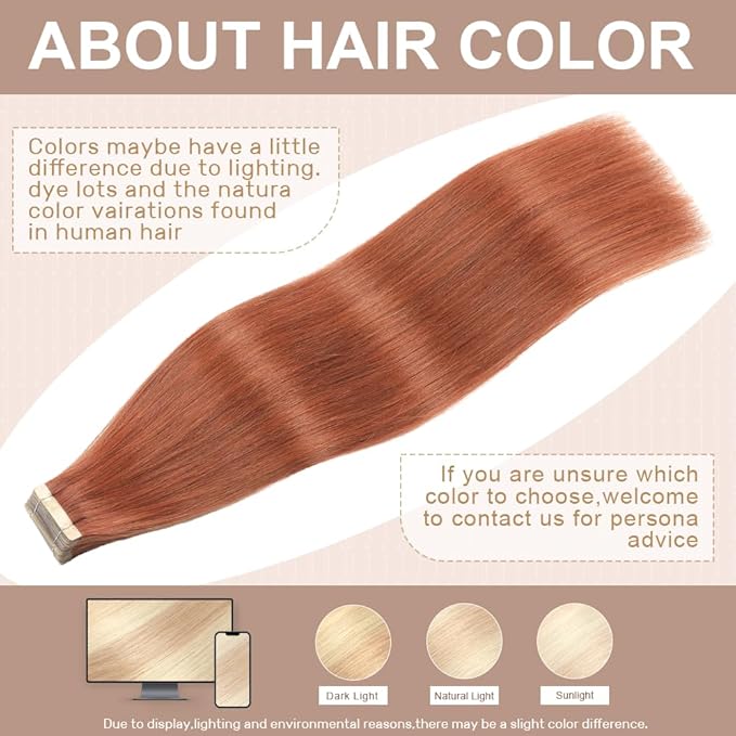 Tape in Hair Extensions Human Hair Dark Reddish Auburn Hair Extensions 18 Inch 20pcs Remy Straight Human Hair Tape in Extensions Skin Weft Tape Extensions Human Hair