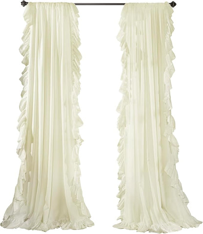 Lush Decor Reyna Ruffle Window Curtain Panel Set, Ivory - Image 8