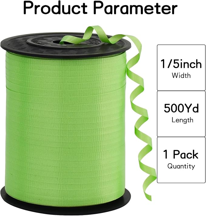 BEISHIDA 500 Yards Matte Green Ribbon Curling Crimped Ribbon Balloon String - Image 2