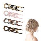 Prestige French Hair Pins, Acetate Leopard Print Hair Pin for Women,Suitable for All Hair Types (Multicolor-B-4PCS)