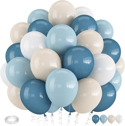 Dusty Blue Balloons 60PCS 12Inch Slate Baby Light Blue White Balloon | Sand by Froova