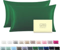 Silk Pillow Cases 2 Pack Soft Breathable and Sliky Queen Size Pillow Cases Set of 2,Natural Mulberry Satin Silk Pillowcase with Hidden Zipper for Hair and Skin (Olive Green,20"X 30",2pcs)