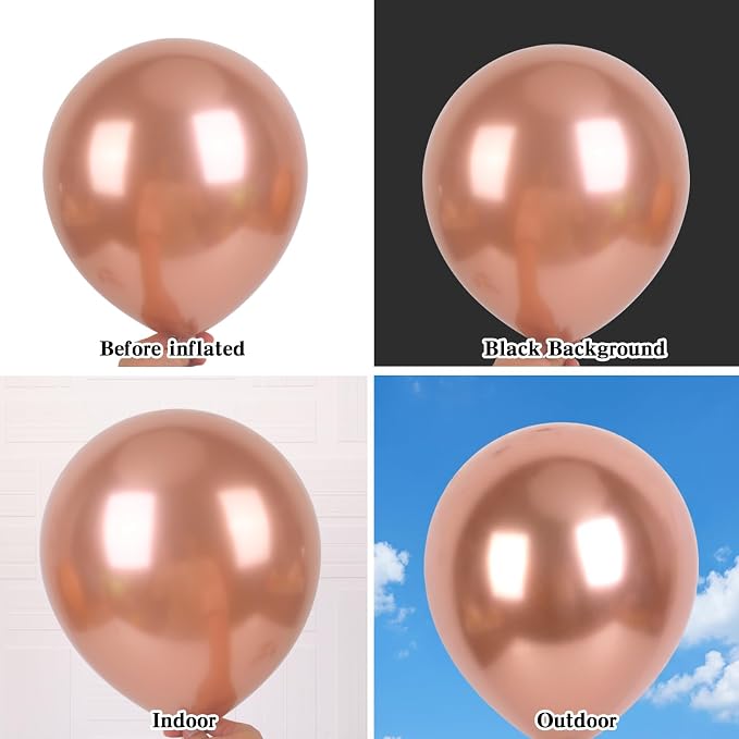 RUBFAC 135pcs Rose Gold Balloons Different Sizes 18 12 10 5 Inches, Latex - Image 3