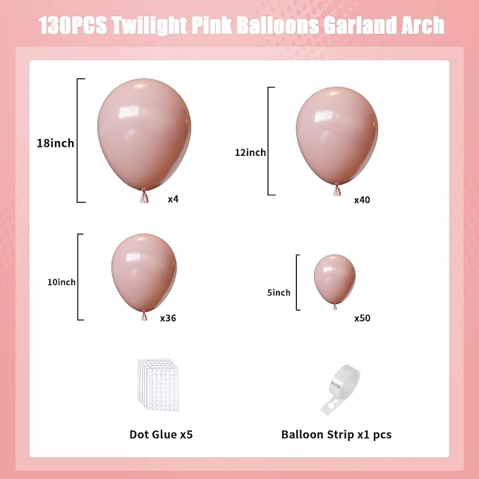 Dusty Pink Balloons Arch Kit, Baby Shower, Gender Reveal, Anniversary - Image 3