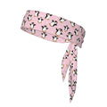 Men's Women Novelty Sports Sweat Bands Hair Decor for Sports Workout Spa, Long Boho Style Cute Cartoon Penguin And Heart Pink Head Band Headdress