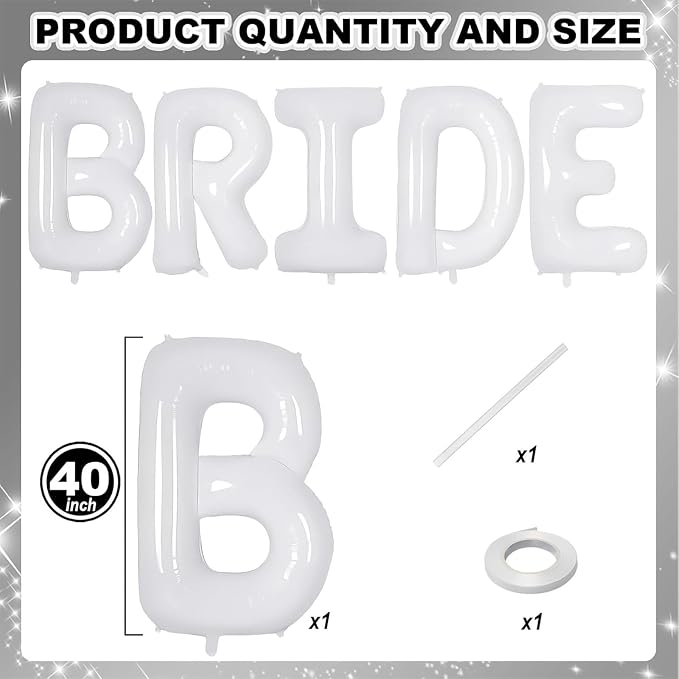 40 Inch White BRIDE Balloons Bachelorette Bridal Shower Large White Bride - Image 2
