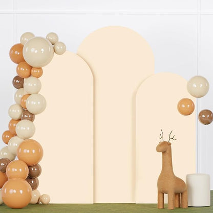 FANPROMS Beige Arch Cover Set 6FT 6.6FT 7.2FT Spandex Arch Stand Covers Chiara by FANPROMS