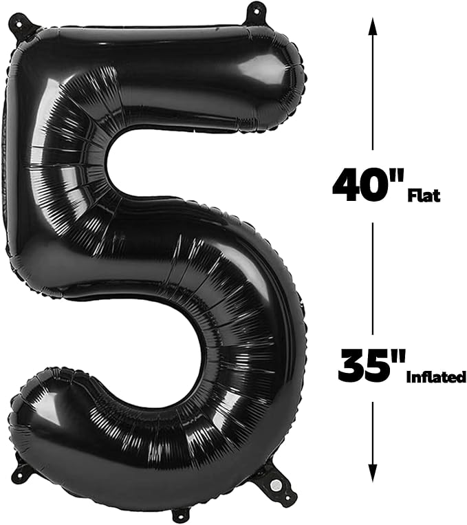 Black Number 5 Balloon 40 inch, Balloon numbers party supplies, deco photo shoot - Image 2