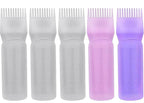 Empty Scalp Comb Applicator 7oz for All Purpose Oil Squeeze Bottle, Pressurized Plastic Comb Color Applicator, Refillable, BPA Free, Hair Treatment, 200ml, Clear, Pack of 5