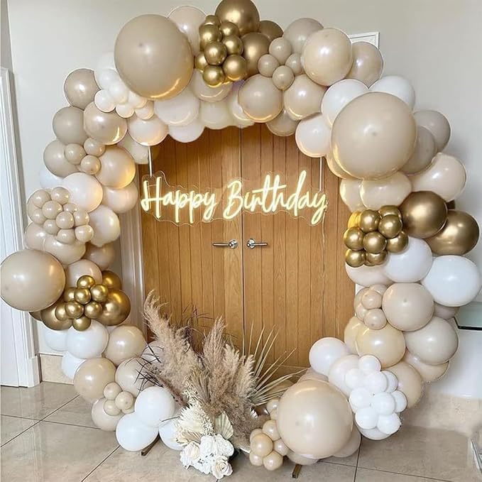 Archloon White Sand Gold Balloons Garland Arch Kit by Aarchloon