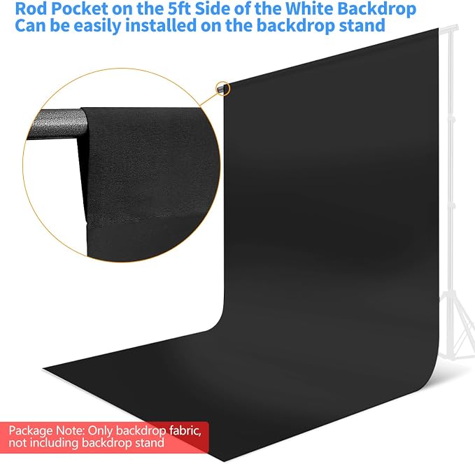 Hemmotop Black Backdrop Background Curtain 5x7 ft | Polyester, Drapes Well - Image 5