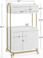 BarberPub Salon Trolley with Universal Wheels, Storage Rolling Cart with Drawer, Barber Shop Tool Organizer for Hair Stylist, SPA Metal Trolley for Storing Skin Cosmetics 2074 (White)