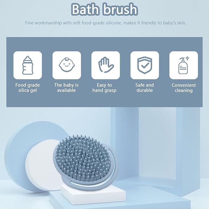 Silicone Massage Brush for Boy Girl and Ergonomic Handheld Shower Brush for Gentle Scalp Shampoo and Body Cleaning for Boys