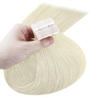 YoungSee Invisible Tape in Hair Extensions Human Hair Platinum Blonde Tape in Hair Extensions Human Hair Platinum Blonde 18Inch Tape-in Hair Extension Real Human Hair Long 20pcs 50g