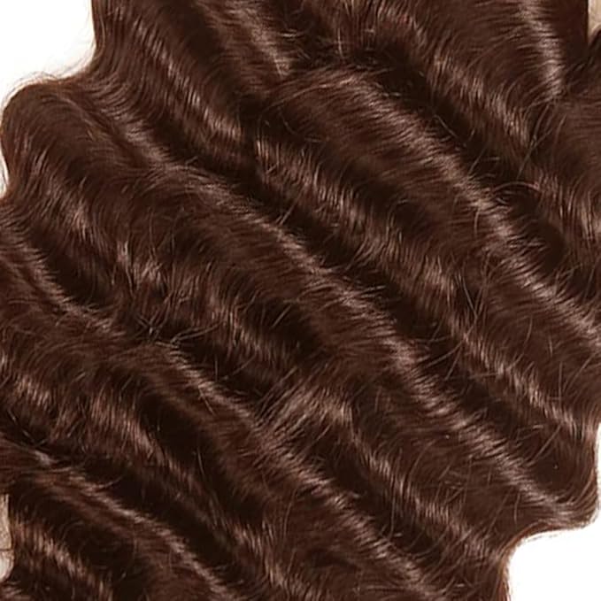 Brown Bundles Human Hair Color 4 Deep Wave Bundles Brazilian Grade 8A Virgin Hair 3 Bundles 20 22 24 Inch Double Weft Real Chocolate Deep Wave Hair Weave