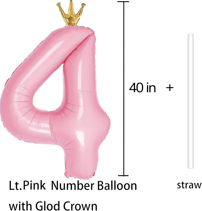 Giant Light Pink Number 4 Balloon - Image 3