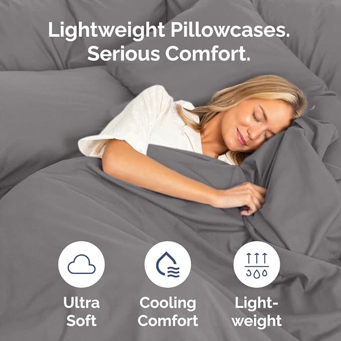 King Pillow Cases Set of 8 - Ultra Soft Hotel Quality Pillowcase Covers - Comfy. Cozy & Wrinkle Free - Shrink, Stain and Fade Resistant - Machine Washable Pillow Protectors - 8 Piece Set - Dark Grey