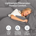 King Pillow Cases Set of 8 - Ultra Soft Hotel Quality Pillowcase Covers - Comfy. Cozy & Wrinkle Free - Shrink, Stain and Fade Resistant - Machine Washable Pillow Protectors - 8 Piece Set - Dark Grey