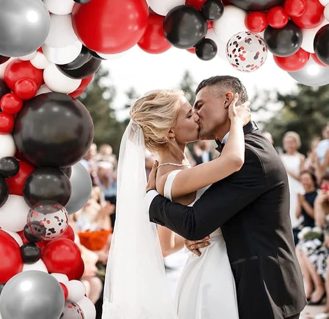 Red and Black Latex Balloons, 50 Pack 12 inch Black White Red Confetti Party - Image 7