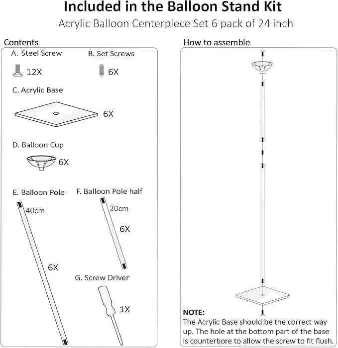 6 Pack Reusable Acrylic Clear Balloon Stands - Image 7