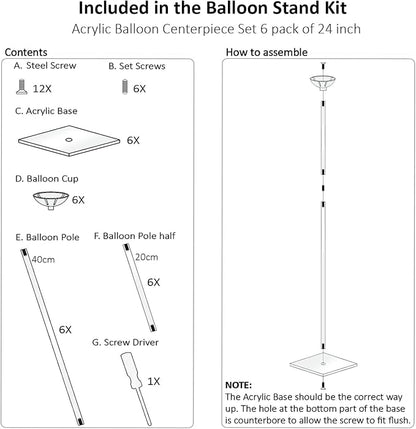 6 Pack Reusable Acrylic Clear Balloon Stands - Image 7