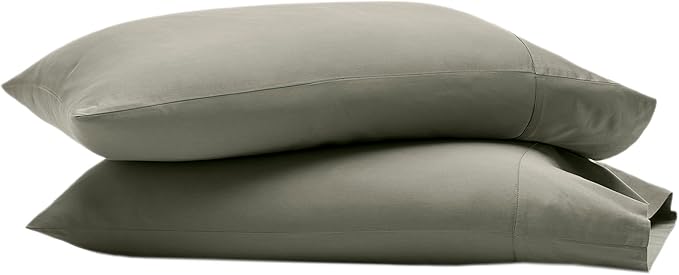 Boll & Branch Signature Hemmed Pillowcase Set - Standard, Juniper - Luxury 100% Organic Cotton - Buttery Soft and Breathable - Softer with Every Wash - 2 Pillowcases Included
