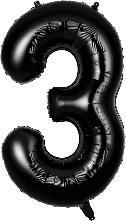Black Number 3 Balloons 40 Inch Large Foil Balloons, Giant Number Balloon by TOTAFAM